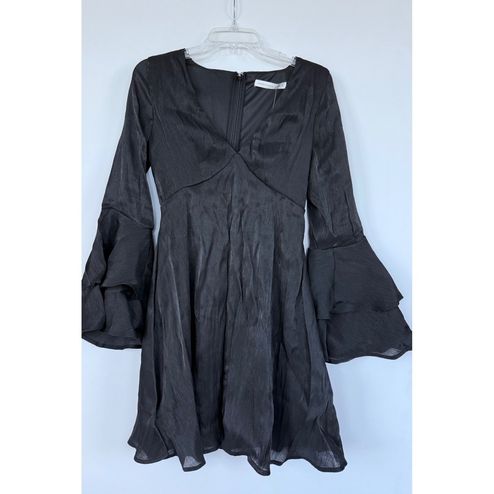 Altar'd State Ruffle Bell Sleeve Mini Dress Black M Dark Romantic Holiday Party - Picture 2 of 11